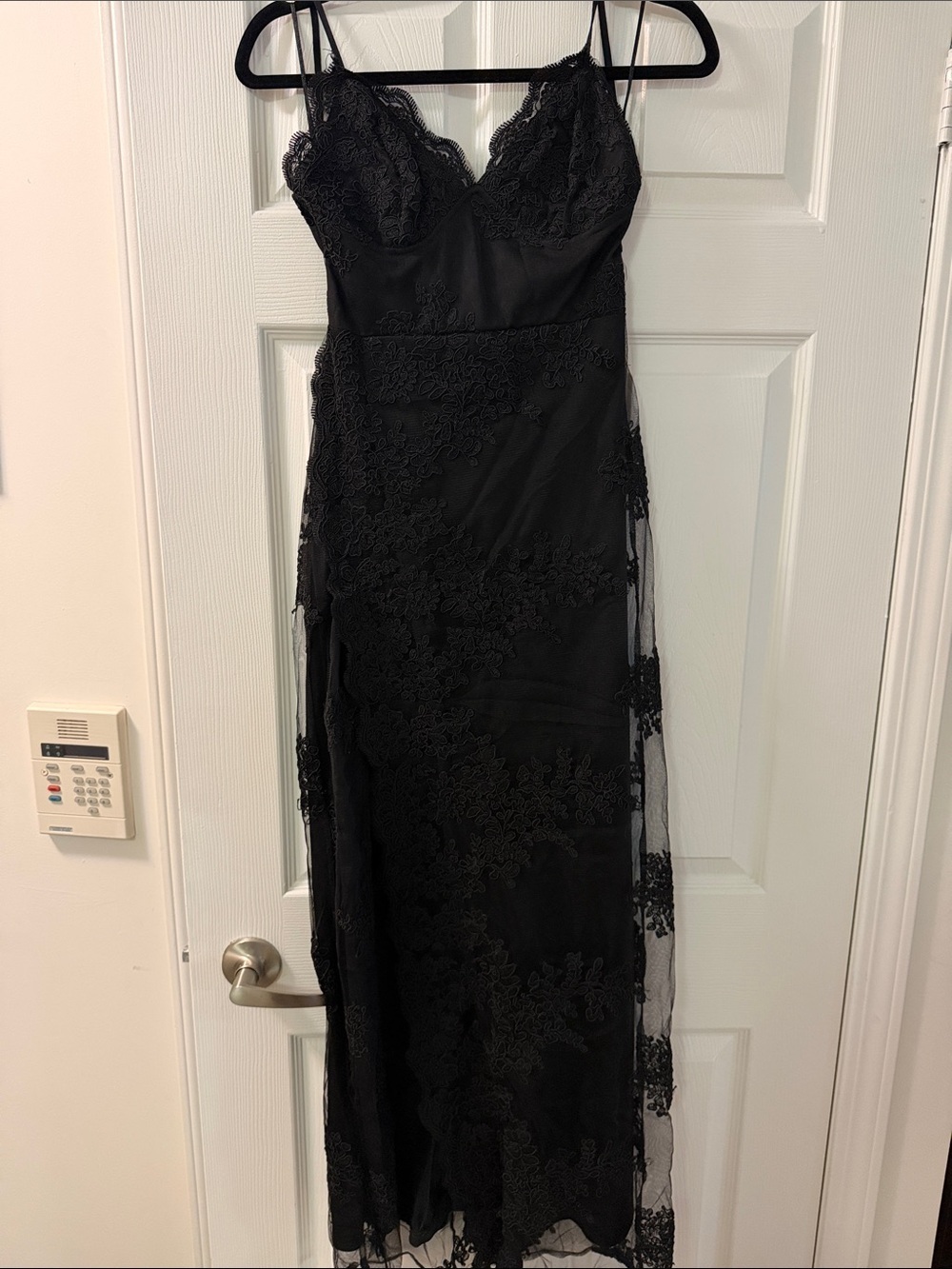 Banjul Black Lace Maxi Slip Dress